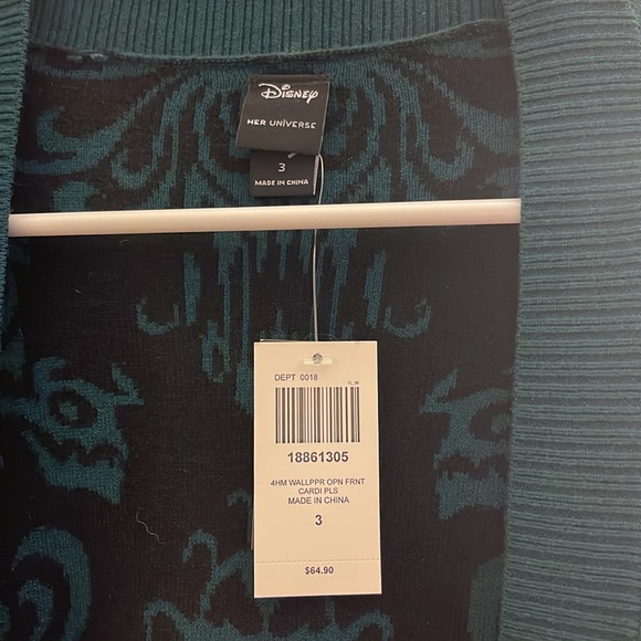 NWT Her Universe Disney The Haunted Mansion Wallpaper Open Cardigan Plus Size - Picture 5 of 6